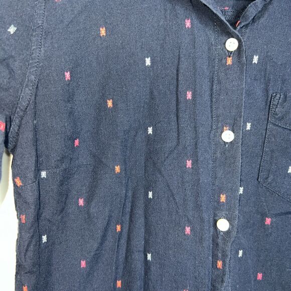 Old Navy Button Up Shirt Womens XS Blue Colorful Print Long Sleeve - Picture 2 of 11